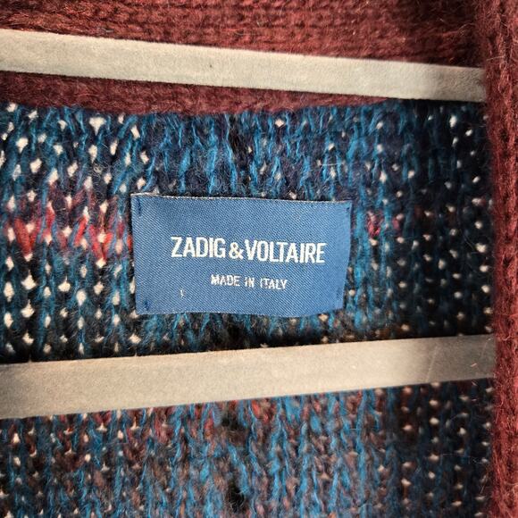 Zadig and Voltaire Wool Mohair Long Duster Sweater Knit Academia Oversize Medium - Picture 2 of 5